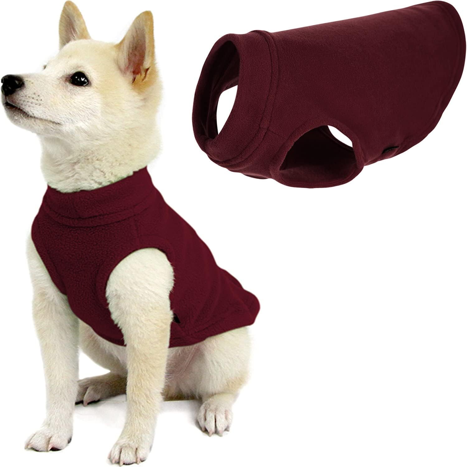 Gooby Stretch Fleece Vest Dog Sweater, Burgundy, Medium