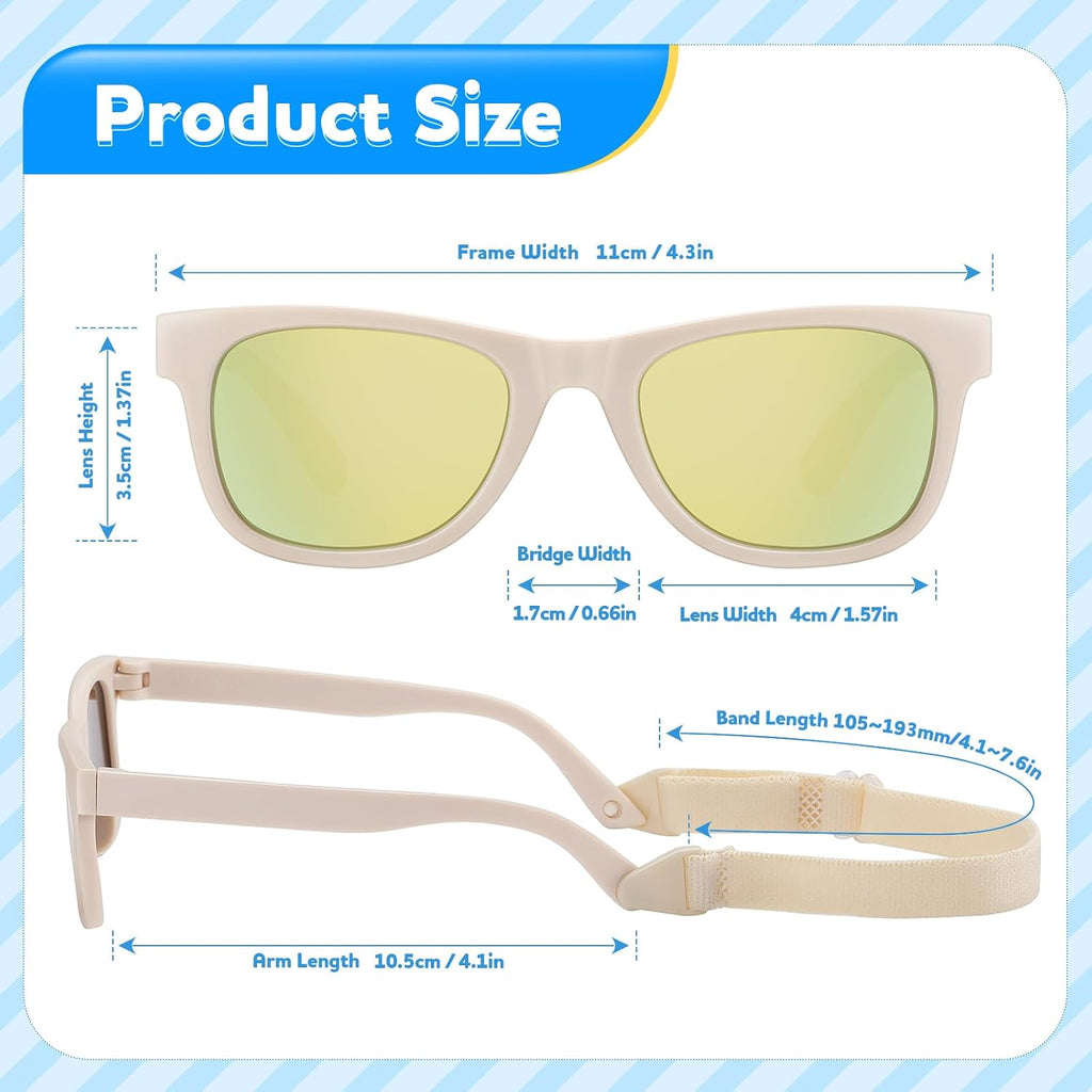 Baby Infant & Toddler Sunglasses with Strap, Boys & Girls 0-24Months, UV400