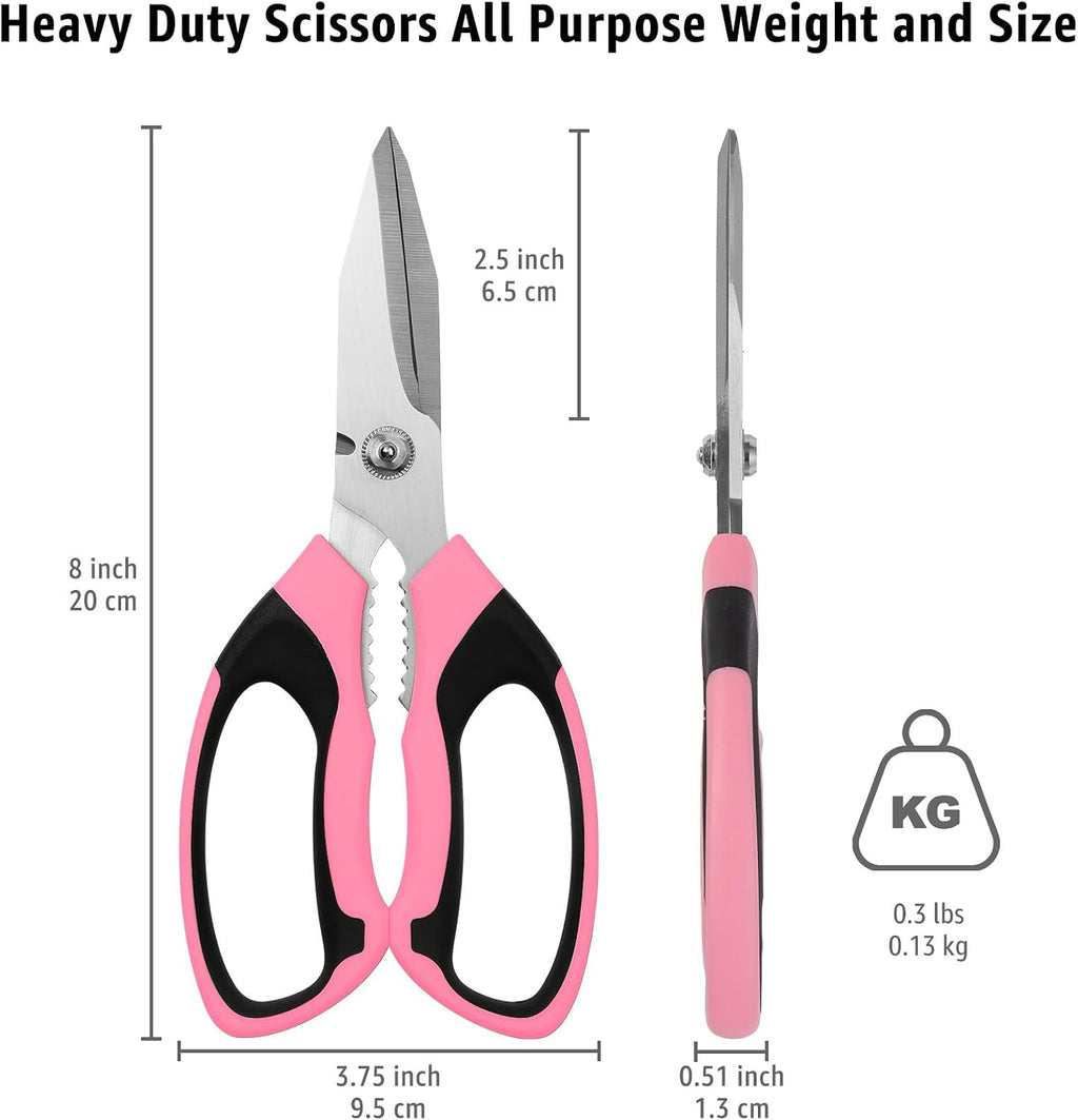 BoFuYuan Utility Scissors All Purpose heavy duty 8-Inch Pink