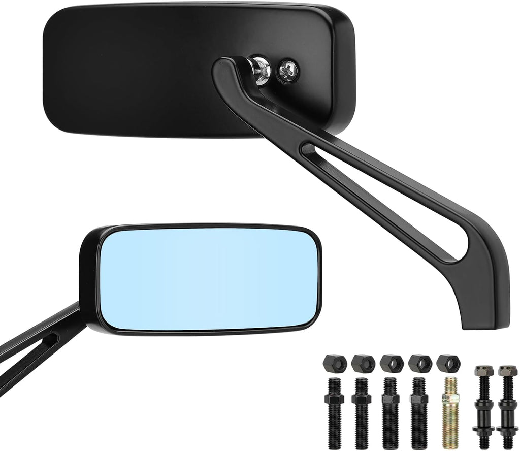 Motorcycle Rectangle Rearview Mirrors 8mm 10mm for Harley Touring