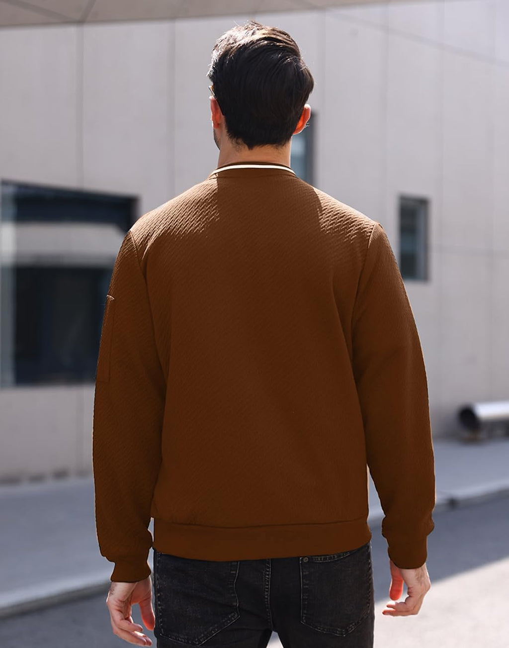 Wizoat Mens Casual Jacket Loose Fit Lightweight Jacket Varsity Bomber Jacket with Zipper