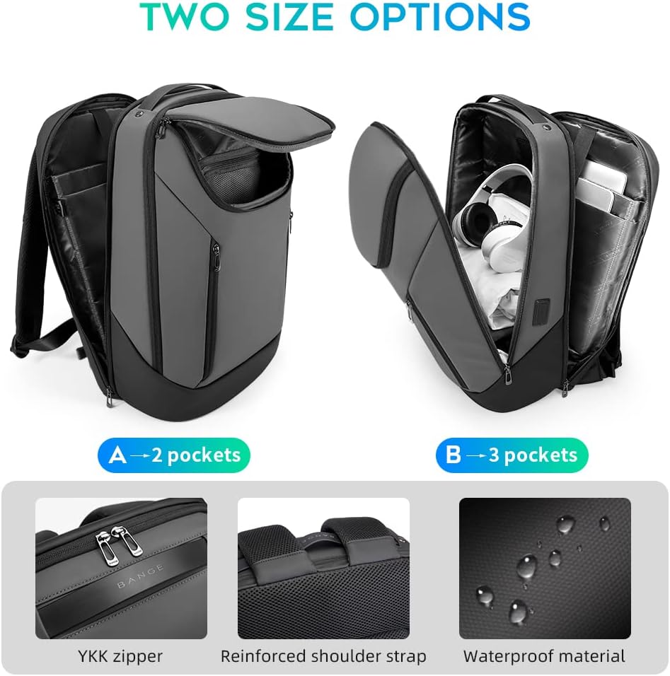 BANGE Business Smart Backpack Waterproof fit 15.6 Inch Laptop Backpack with USB Charging Port,Travel Durable Backpack