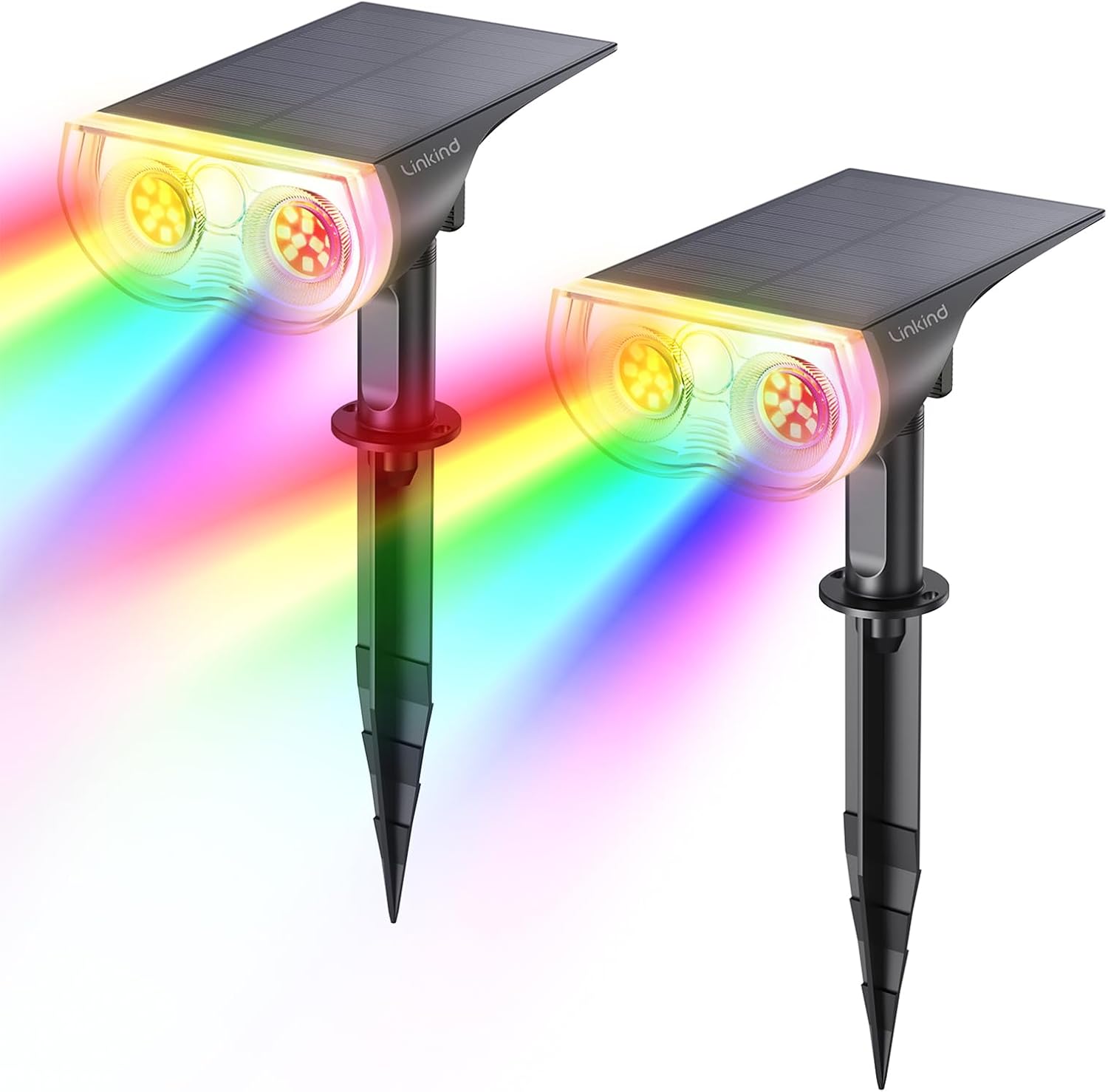 Linkind Solar Lights Outdoor Waterproof LED Landscape Spotlight RGB 2 Pack