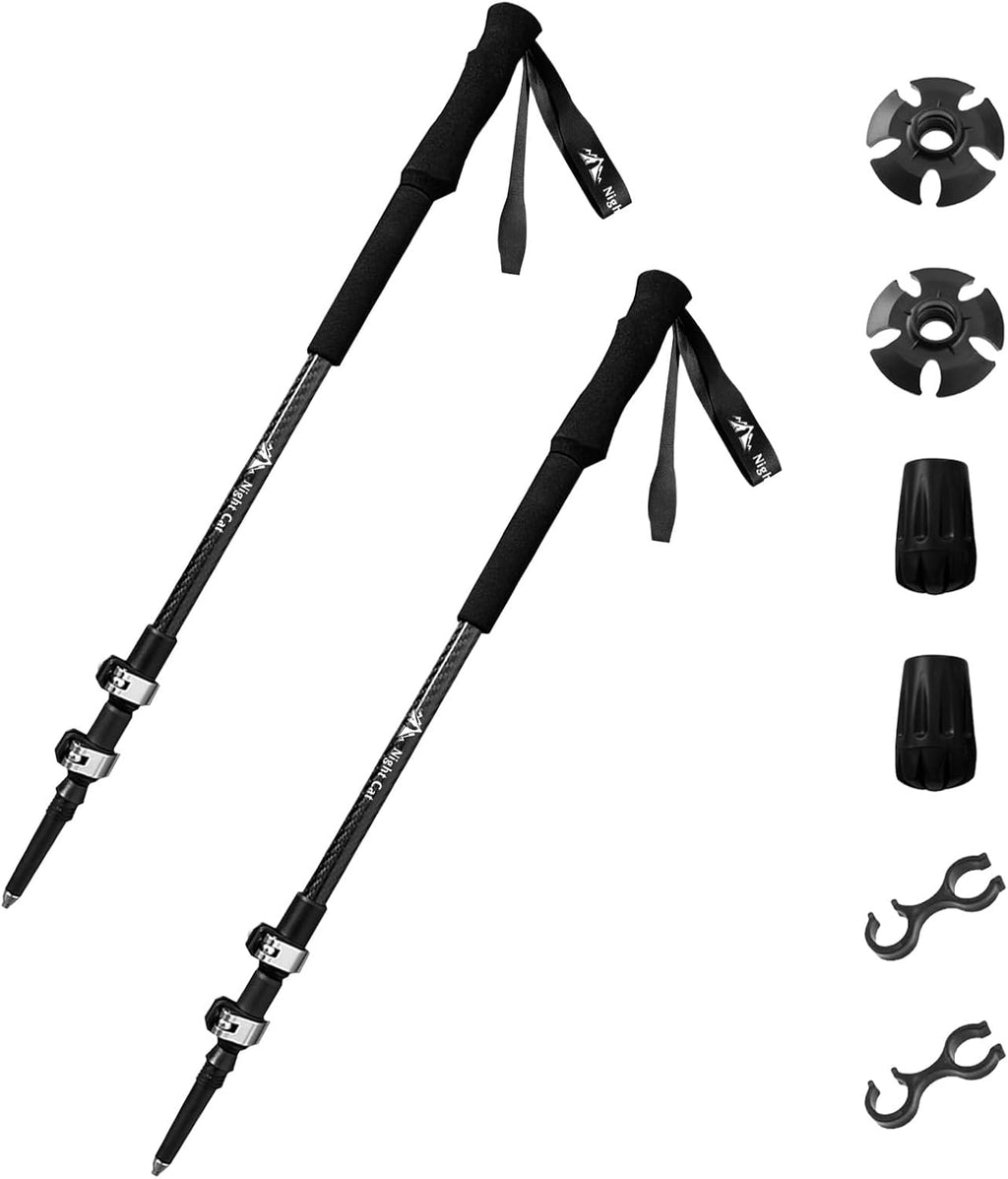 Night Cat Collapsible Trekking Pole: Lightweight Hiking Stick 1 Pack 2 Packs Adjustable Walking Pole for Backpacking Climbing