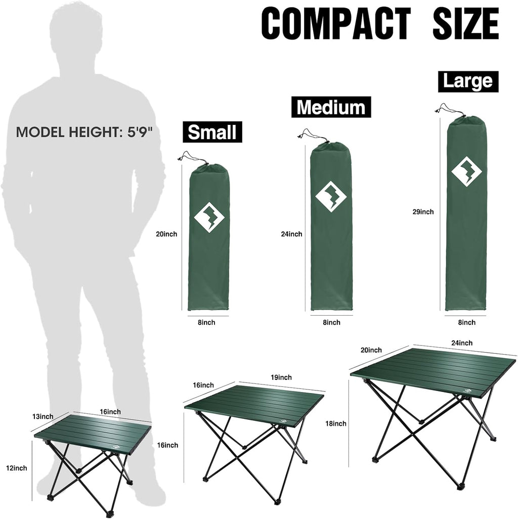 VILLEY Portable Camping Side Table, Ultralight Aluminum Folding Beach Table