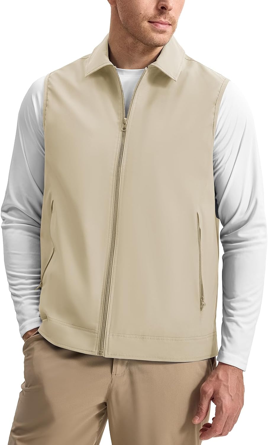 Rdruko Men's Golf Vest Lightweight Summer Casual Zip Windbreaker