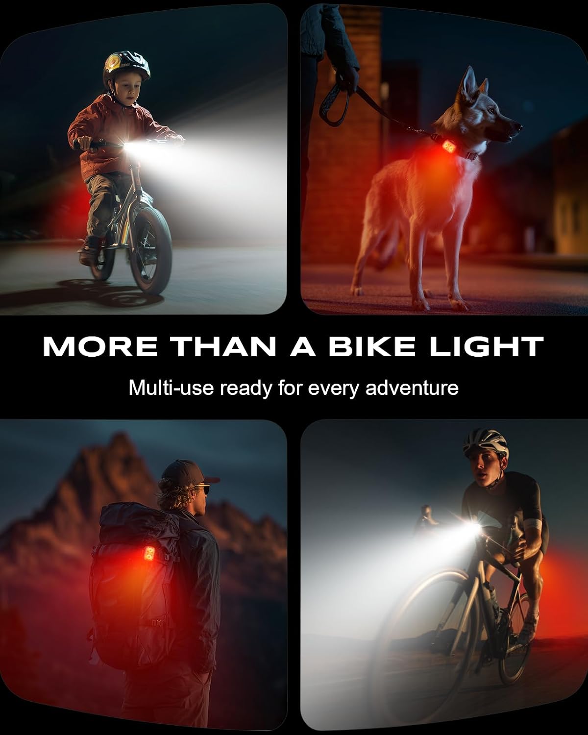 WOCBUY Bike Lights, Ultra-Slim & Lightweight Rechargeable Bicycle Lights Set, [5+6 Modes] Dual USB-C Bike Lights Front and Back, IP65 Waterproof Bicycle Lights for Night Riding Road Cycling