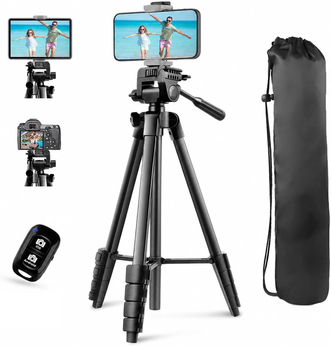 UBeesize 64'' iPad Tripod for iPhone and Camera with Remote & Carry Bag