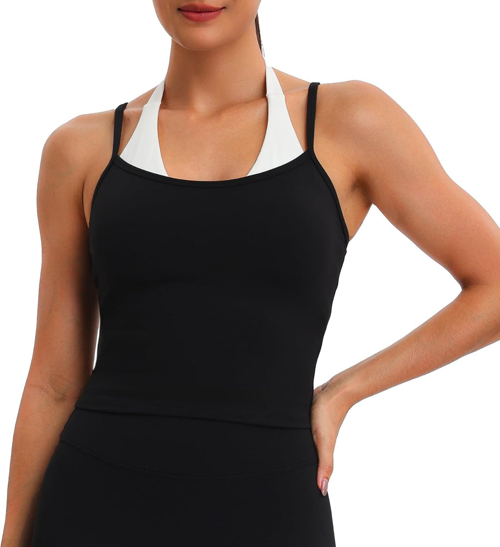 Aoxjox Women's Dual Core Bra & Tank Top Separable 2-Piece Set