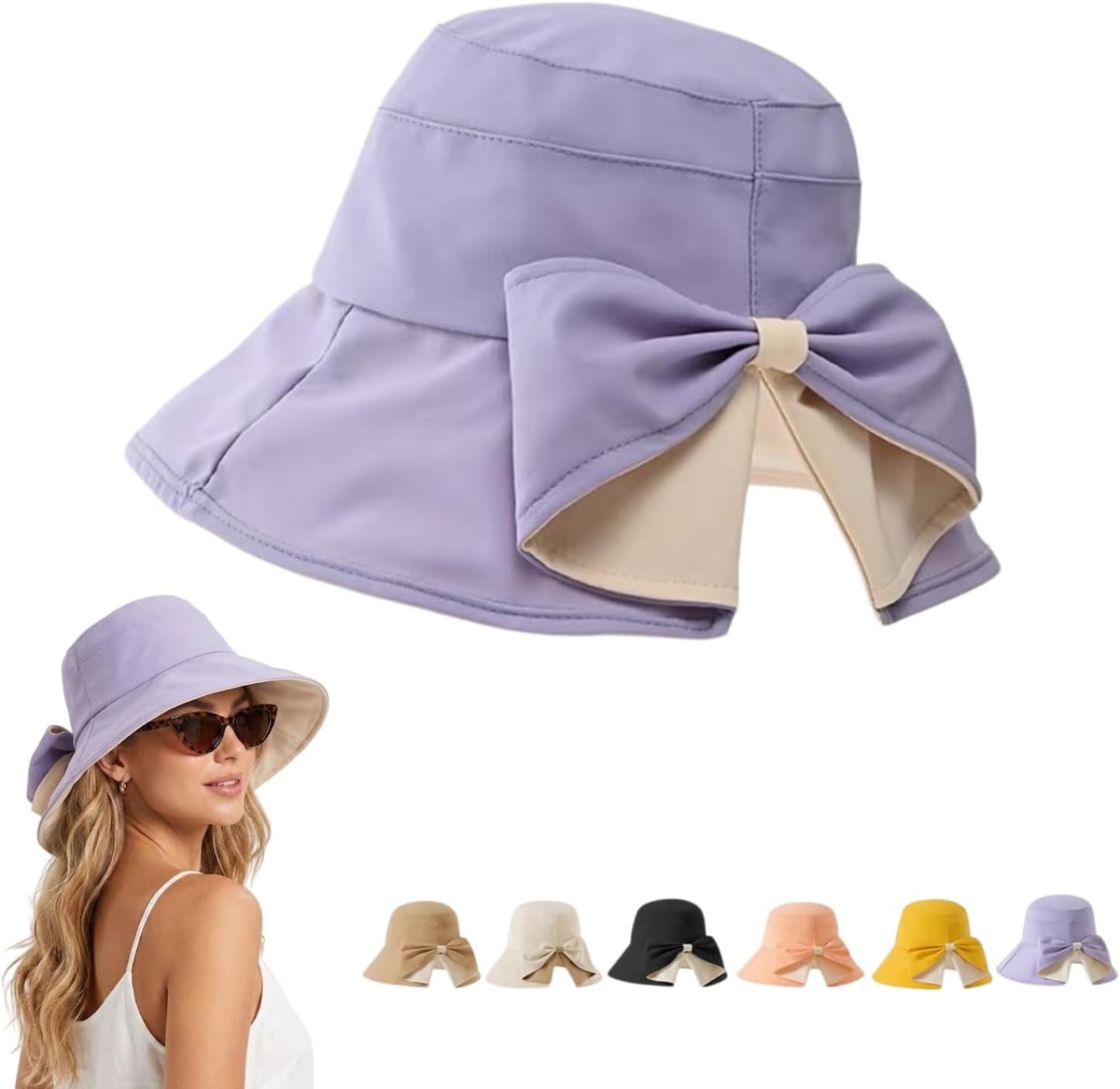 Women's Bowknot Wide Brim Sun Hat – Foldable, 360° Protection UV Protection Breathable Summer Travel Beach Hat