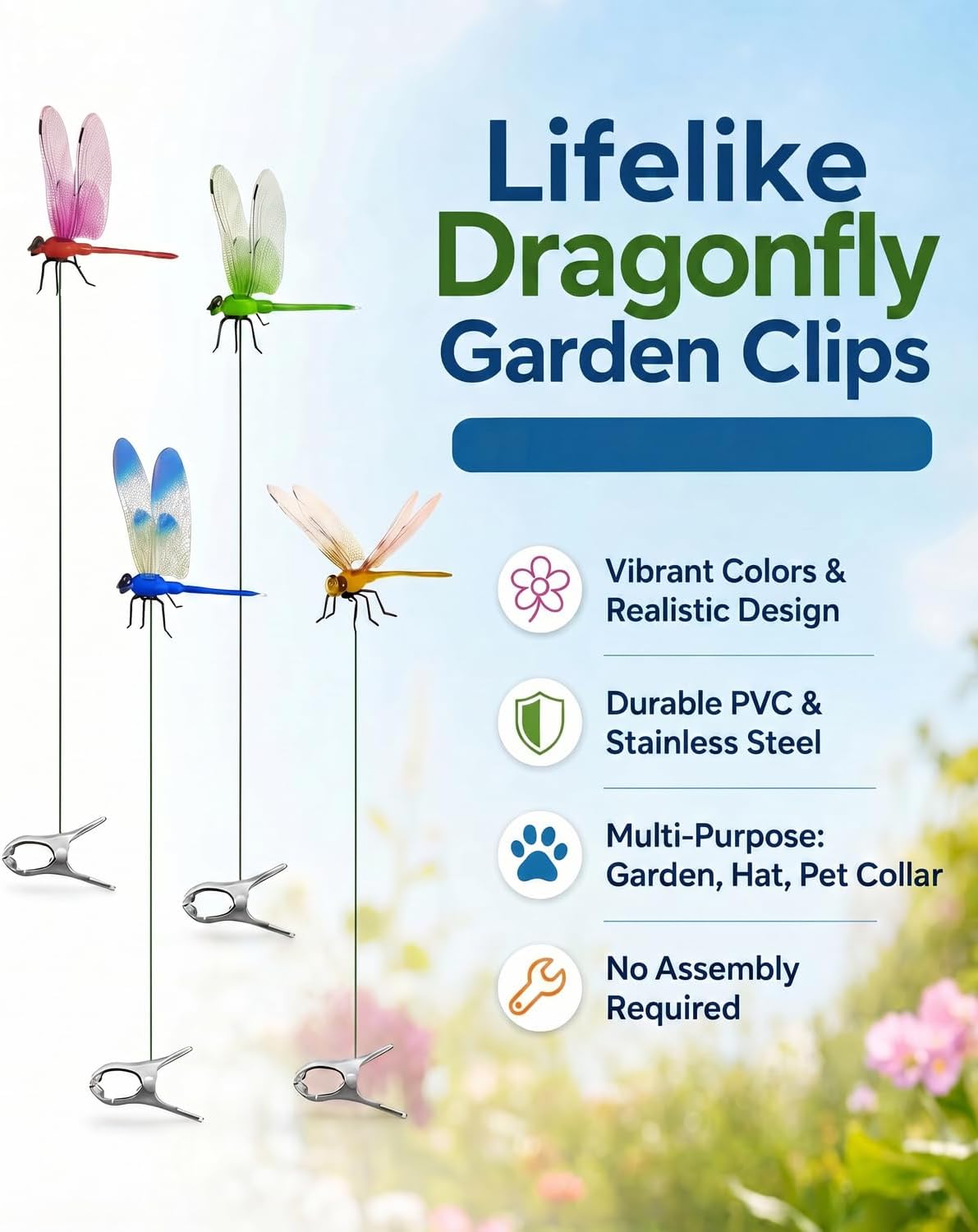 16 Pack Dragonfly Garden Decor, Colorful Metal Dragonfly Wall Art, Hanging Dragonfly Ornaments for Outdoor Indoor Patio Fence Yard Lawn Home Decoration Decoration