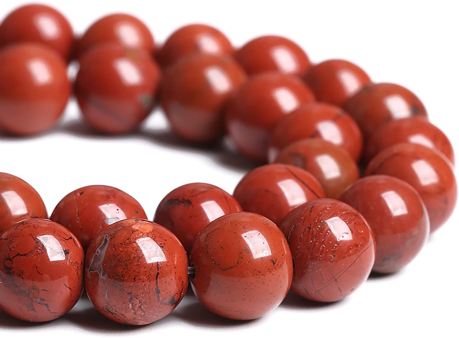 12MM 30PCS Natural Stone Chinese Red Jaspers Spacer Beads for Jewelry Making DIY Bracelet