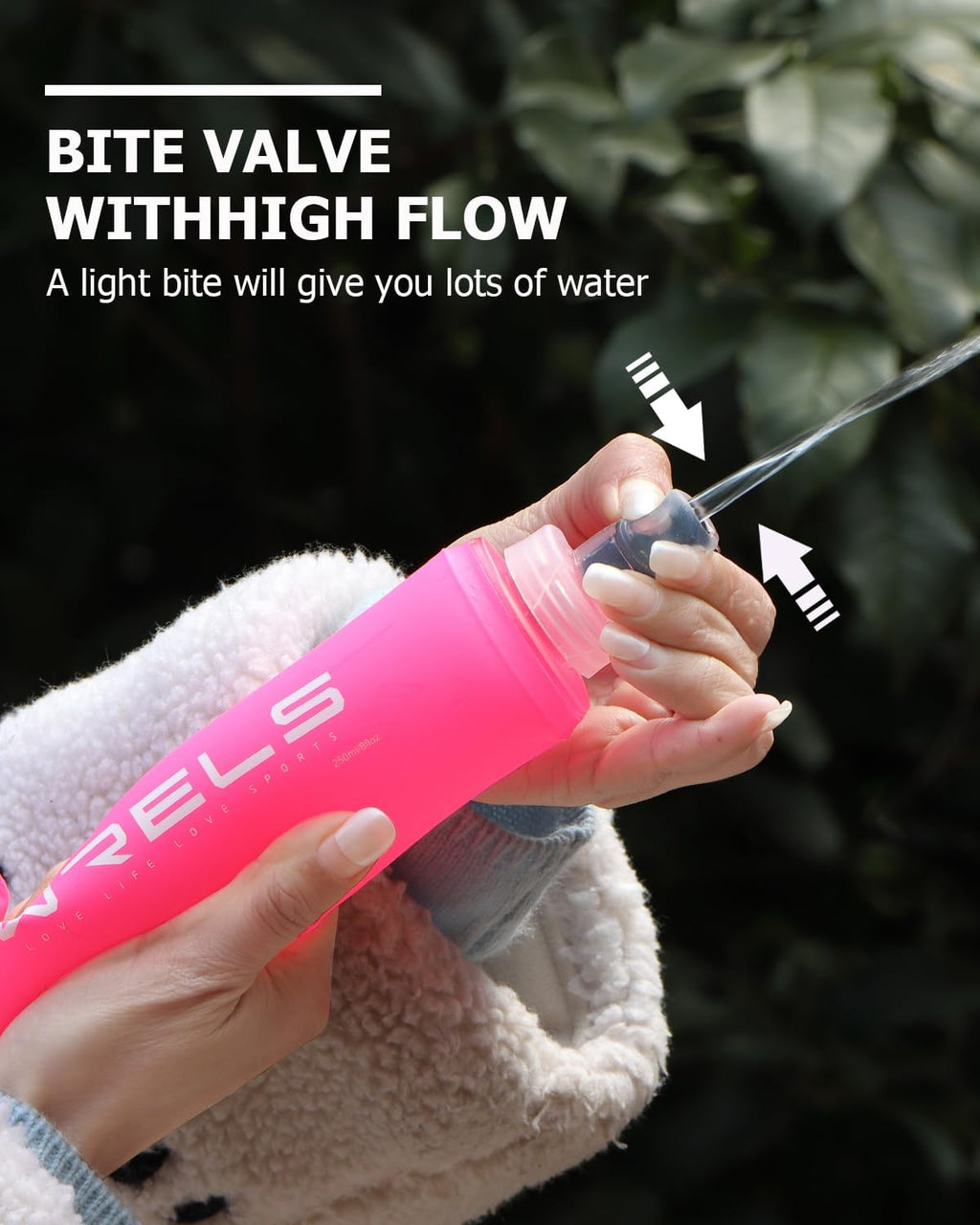 WRELS TPU Soft Flask Lightweight Portable Reusable Water Bottle,BPA Free Collapsible Flask for Hydration Pack in Running Hiking Cycling and Marathon