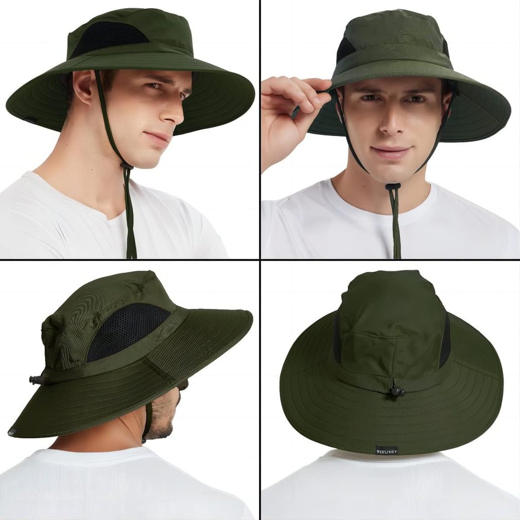 Wide Brim Sun Bucket Hat, Waterproof Boonie Hat for Men & Women