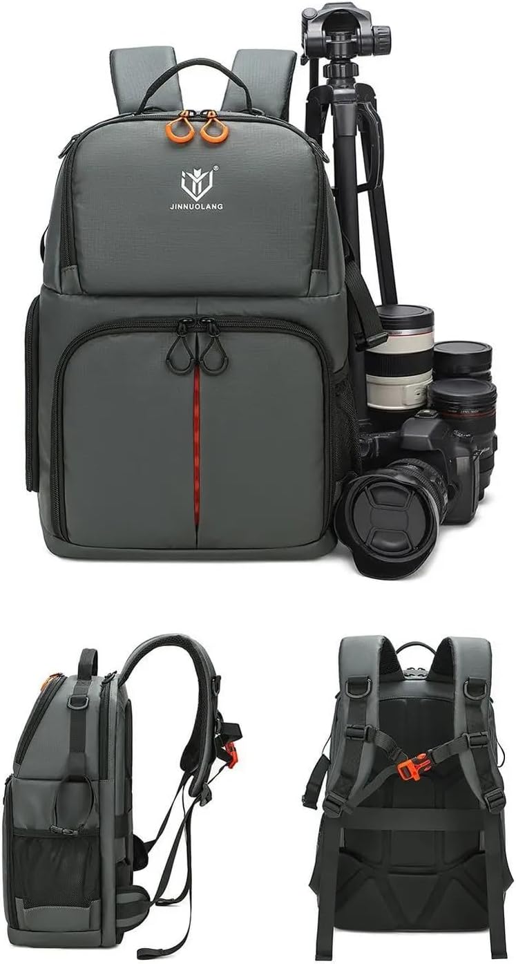 Camera Backpack, Large Capacity Outdoor DSLR Backpack, Compatible with 15.6-Inch Laptops, Canon and Nikon, Black