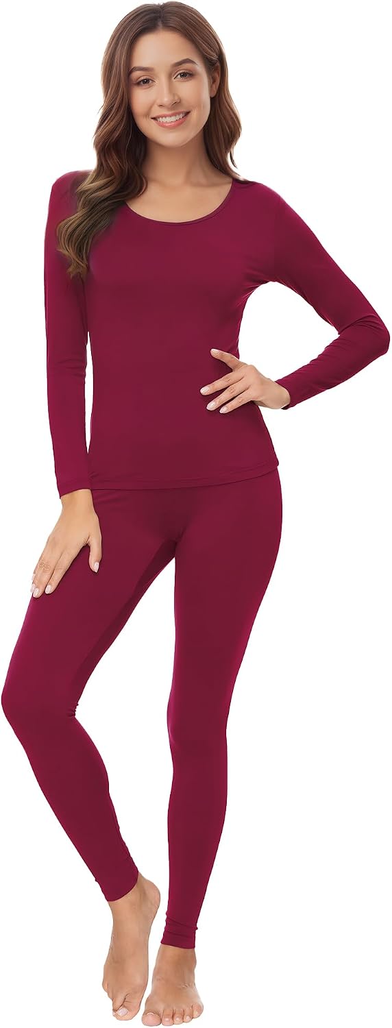 WiWi Soft Underwear for Women Thermal Long Johns Sets Super Warm Base Layer Top Pants Pajamas Set Viscose from Bamboo S-3X
