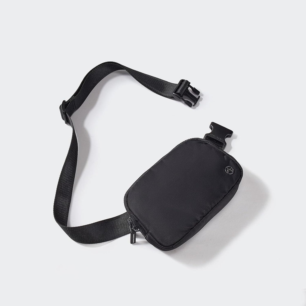 Pander Two Way Zipper Fanny Pack Nylon Everywhere Belt Bag for Women, Water Repellent Waist Packs, Crossbody Bags with Adjustable Strap (Black).