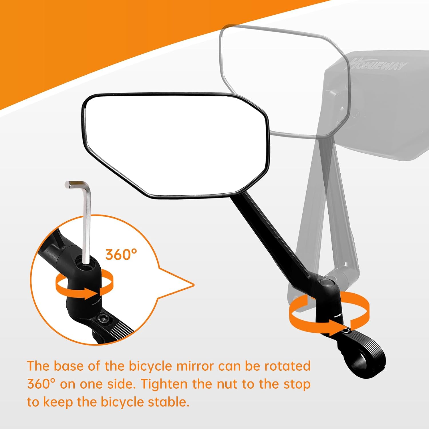 Foldable Bike Mirror Handlebar 360° Bar End Right