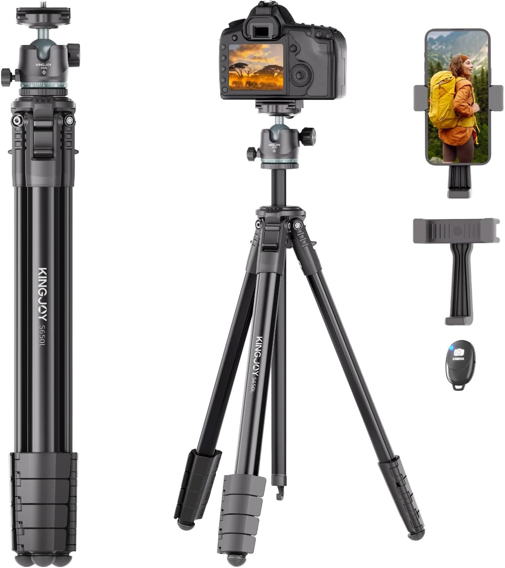 KINGJOY 72'' Camera Tripod Compact for Travel with 360° Ball Head