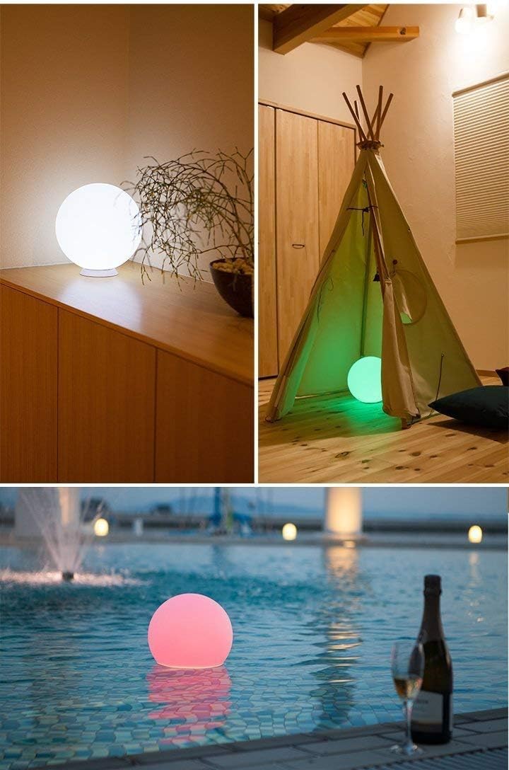 Mr.Go 8-inch Ultra-Fun LED Glowing Ball Light w/Remote, RGB Color Changing Globe Mood Lamp, 16 Colors 8 Brightness 4 Lighting Modes, Waterproof, Rechargeable & AC Adapter Power, Stunning Light Orb