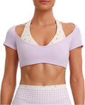Aoxjox Dual Core Halter Short Sleeve Crop Top