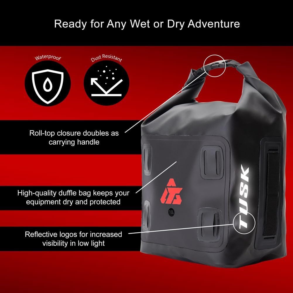 TUSK Dry Duffel Bag X-Small (10 Liters) - Waterproof Top Load Travel and Riding Gear Storage