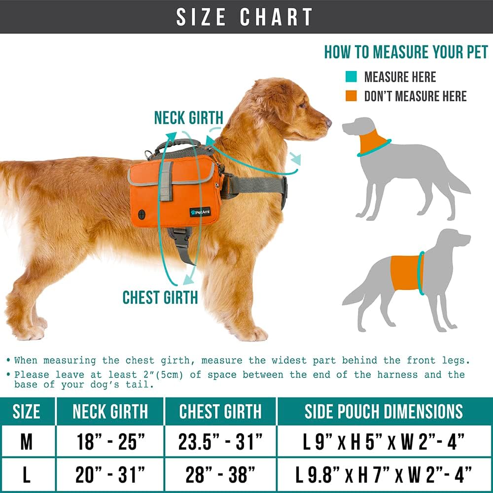 PetAmi Dog Backpack for Medium Large Dogs, Saddle Bag (Tan Canvas, Medium)