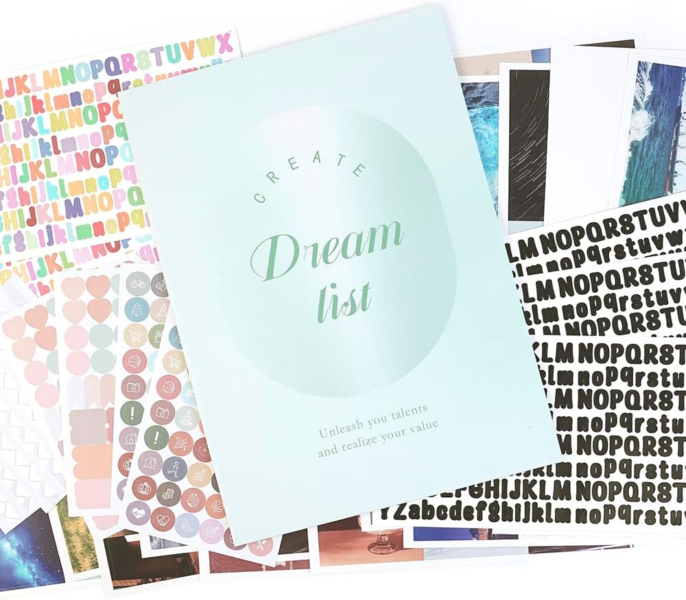 Soft Green Boho All-in-One Vision Board Kit, 540 Pre-Cut Cards, 30 Sheets