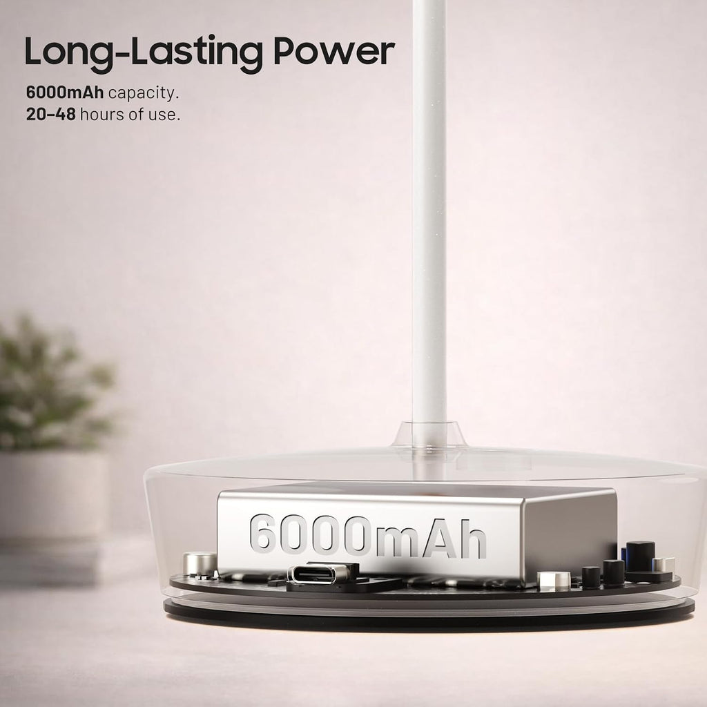 2 Pack Rechargeable Cordless Table Lamp, 6000mAh Battery Table Light