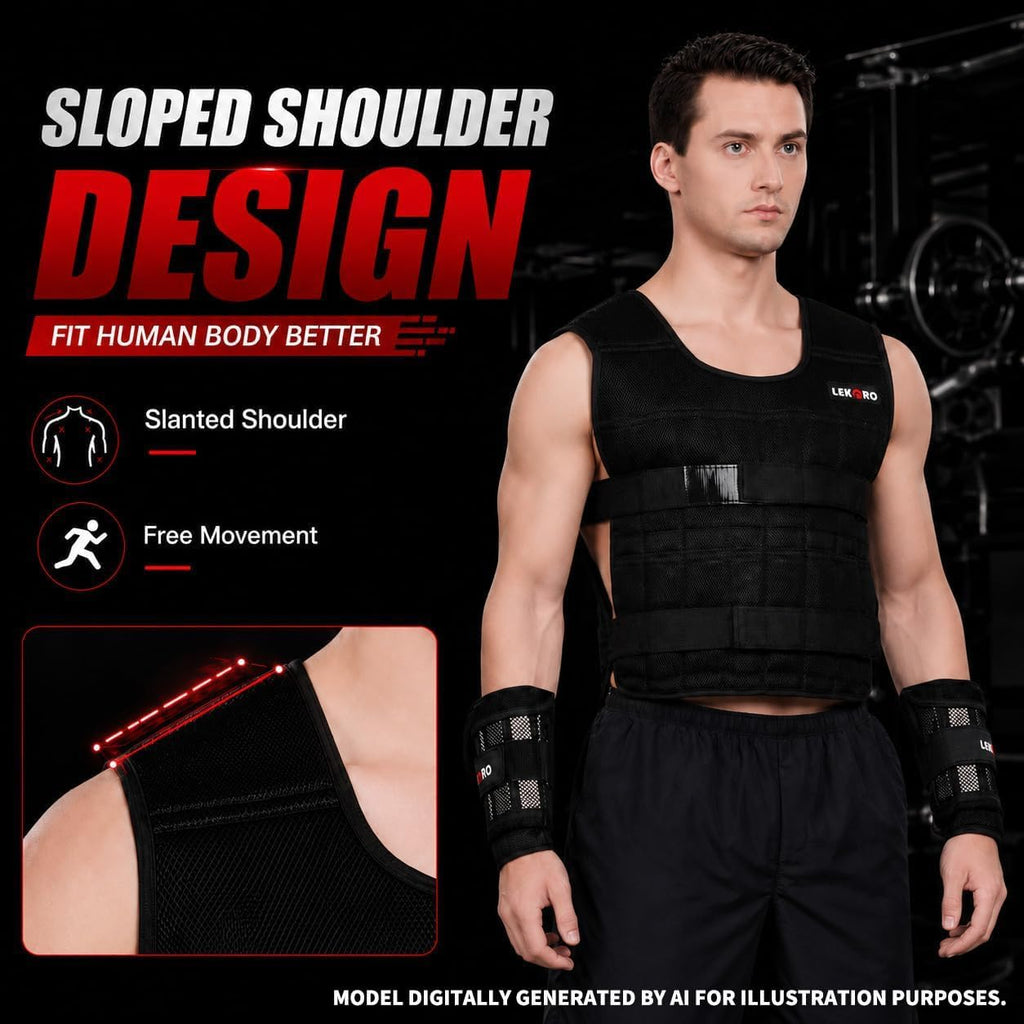 Weighted Vest Set 44LB for Men & Women, Adjustable Workout Weight Vest with Steel Plates, Weighted Training Vest with Wrist Weights and Ankle Weights for Strength Training, HIIT, Rucking & Cardio