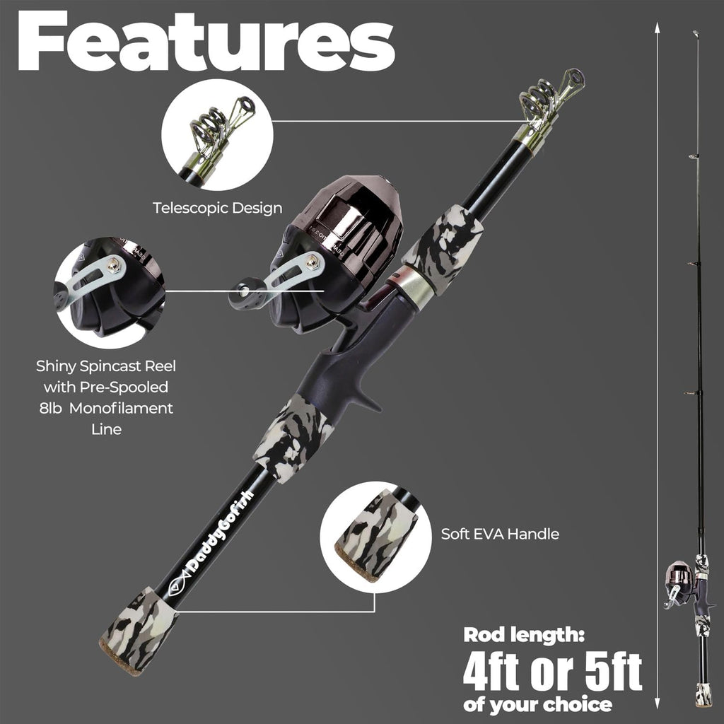 Kids Fishing Pole for Boys, Girls & Youth Age, Toddler Fishing Pole Set Kit