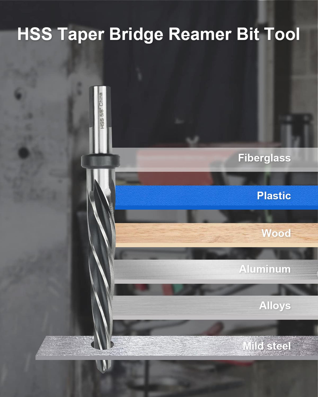 4Pcs Drill Bridge/Construction Reamer Bit Set 3/8" 1/2" 5/8" 3/4" with 1/2" Shank HSS Taper Chucking Reamer Bit Tool for Steel Metal Wood Alloy Drilling Hole with Aluminum Box