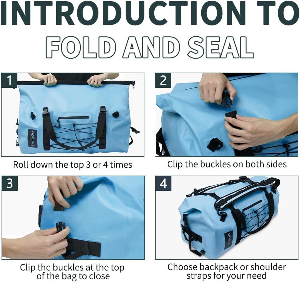 80L Dry Bag Large Waterproof Bag Roll-Top Heavy Duty Fishing Duffel Bag with Durable Straps & Handles for Kayaking Paddle boarding Boating Rafting Fishing