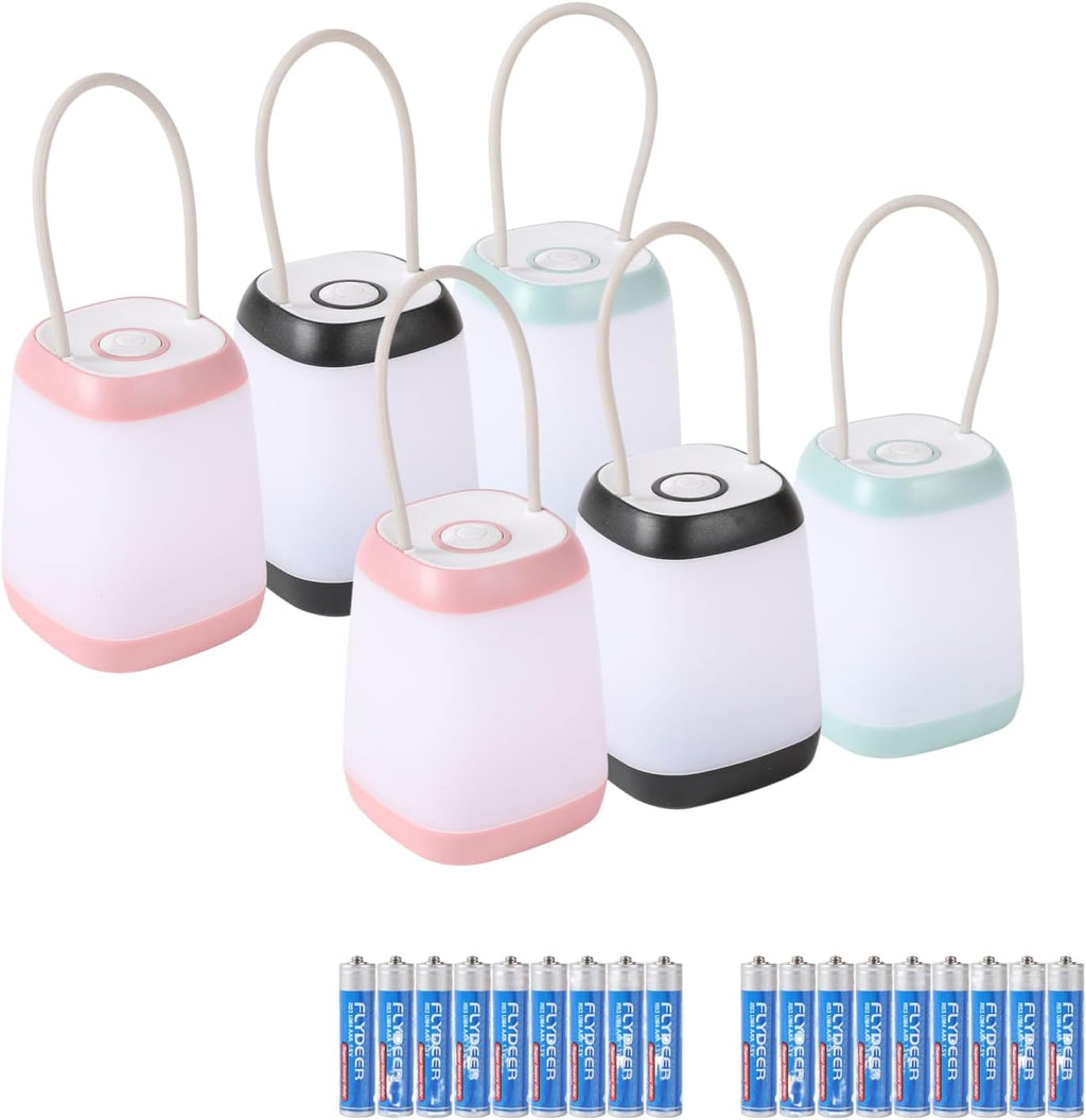 3 Pack LED Camping Light, 3 Light Modes Battery Powered Night Light for Indoor and Outdoor Emergency Light, Tent Lantern, Camping (Pink, Black, Green), three-colour