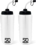 50 Strong | Hockey & Lacrosse Water Bottle with Straw, 2-Pack, 1 Liter