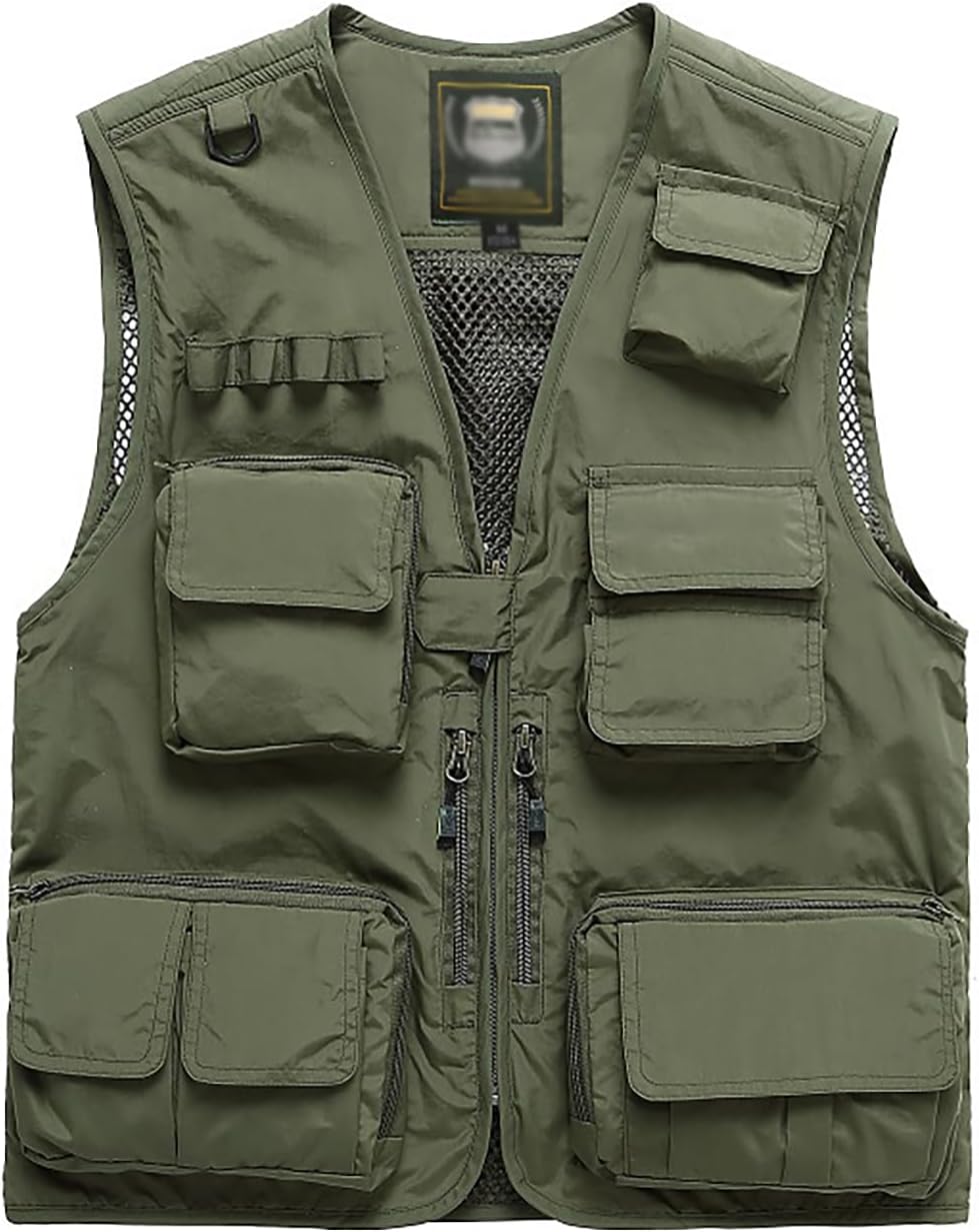 Hbufnha Outdoor Fishing Hunting Vest Multi Pockets Work Cargo Jacket