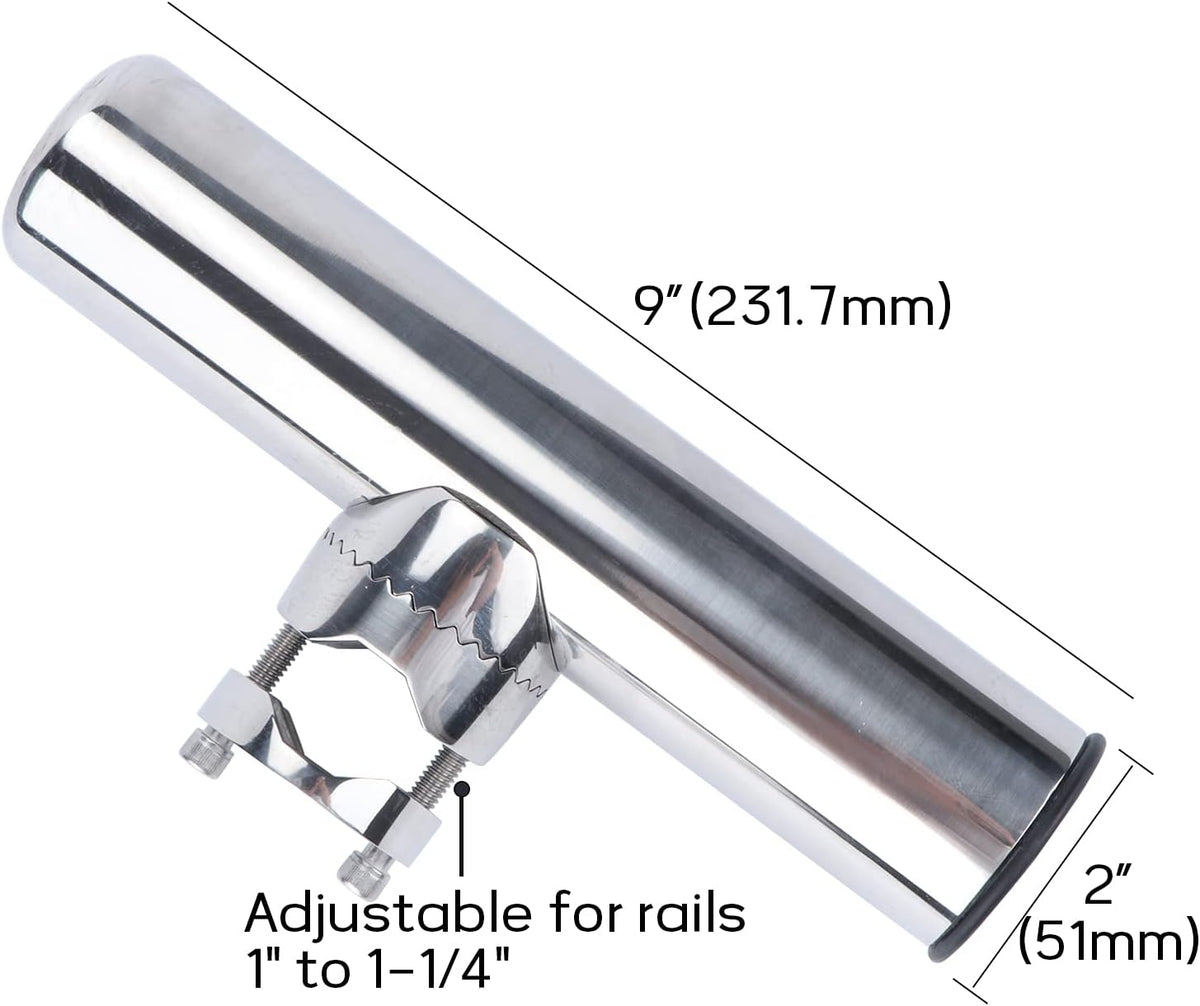 Fishing Rod Holders for Boat, 2 Pack Stainless Steel Rail Mount Rod Holders Clamp on 1" to 1-1/4" Rail for Fishing Boats, Kayaks, Canoes, and Other watercraft.