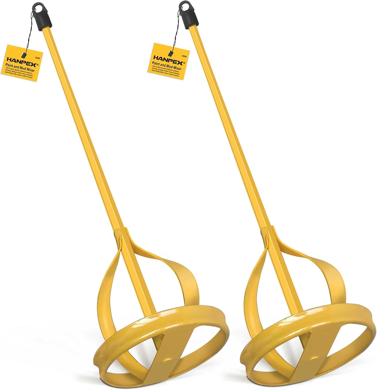 Hanpex 2Pc. Paint and Mud Mixer, Paint Stirrer for Drill in 1 to 5 Gallon Bucket, Suitable for all Standard Drill Bits, Hex Head Anti-slip, Easy Clean, Painting and Plastering Mixer Stirrer Tool
