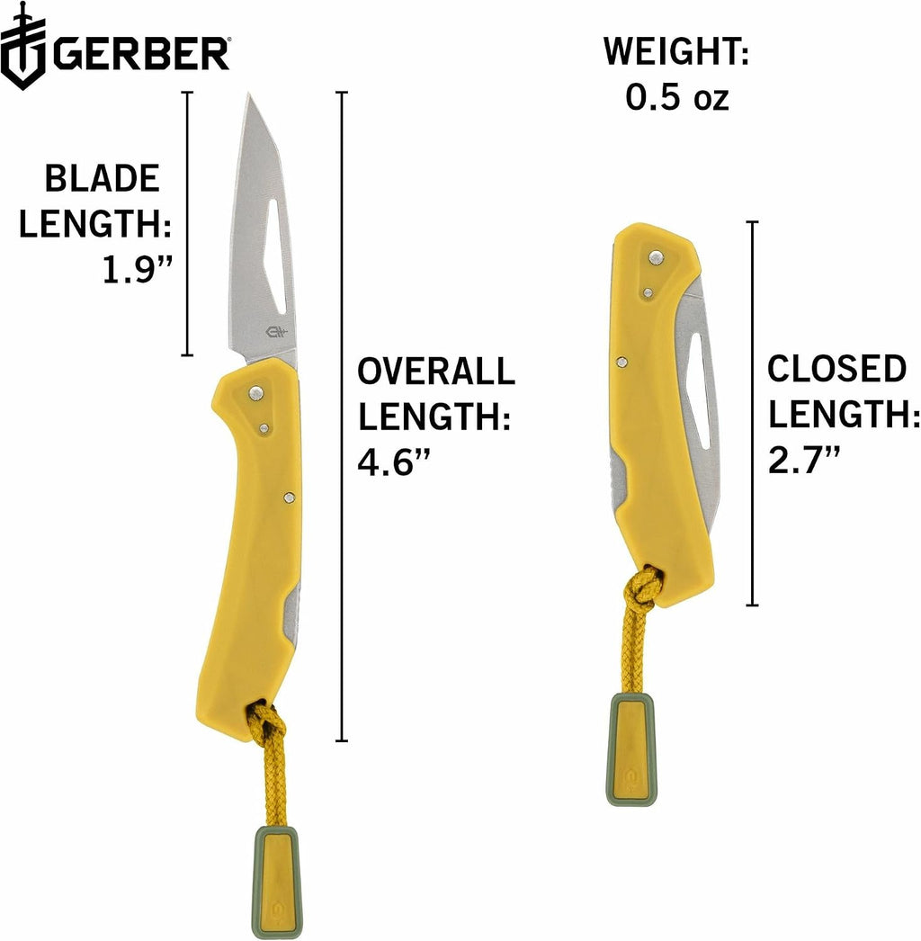 Gerber Gear LST Mini - Lightweight Folding Pocket Knife for Hiking, Camping - EDC Tool - Durable Stainless Steel Blade - Yellow