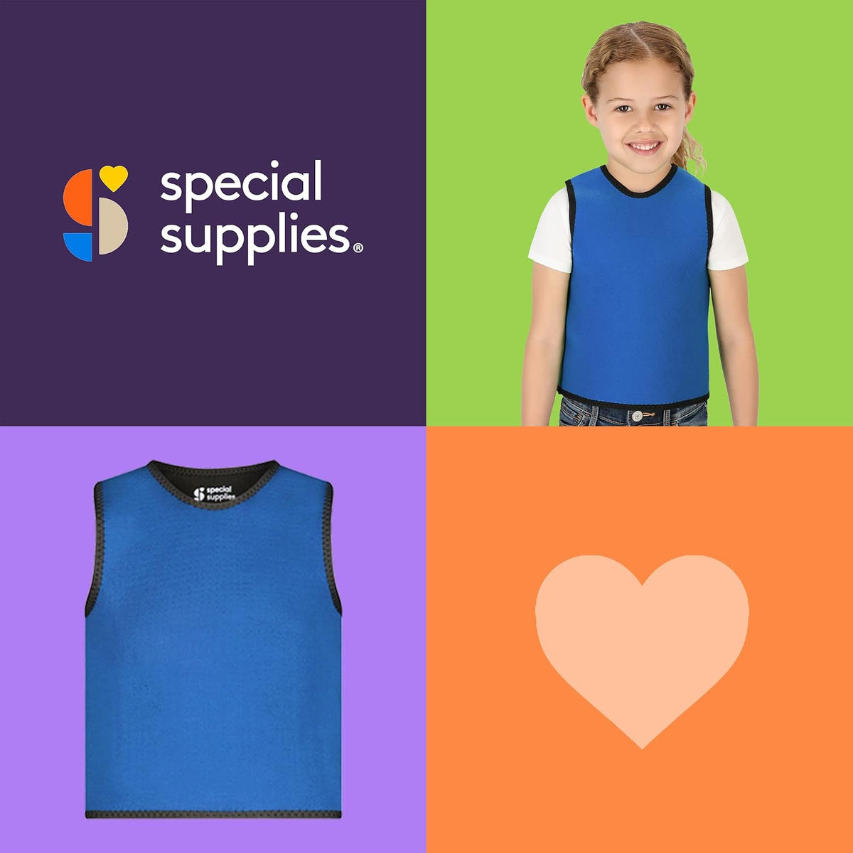 Special Supplies Sensory Compression Vest Deep Pressure Comfort (Blue, X-Small)