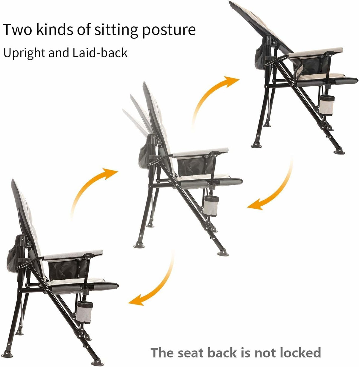 REALEAD Camping Chairs for Adults with Adjustable Backrest & Lumbar Support