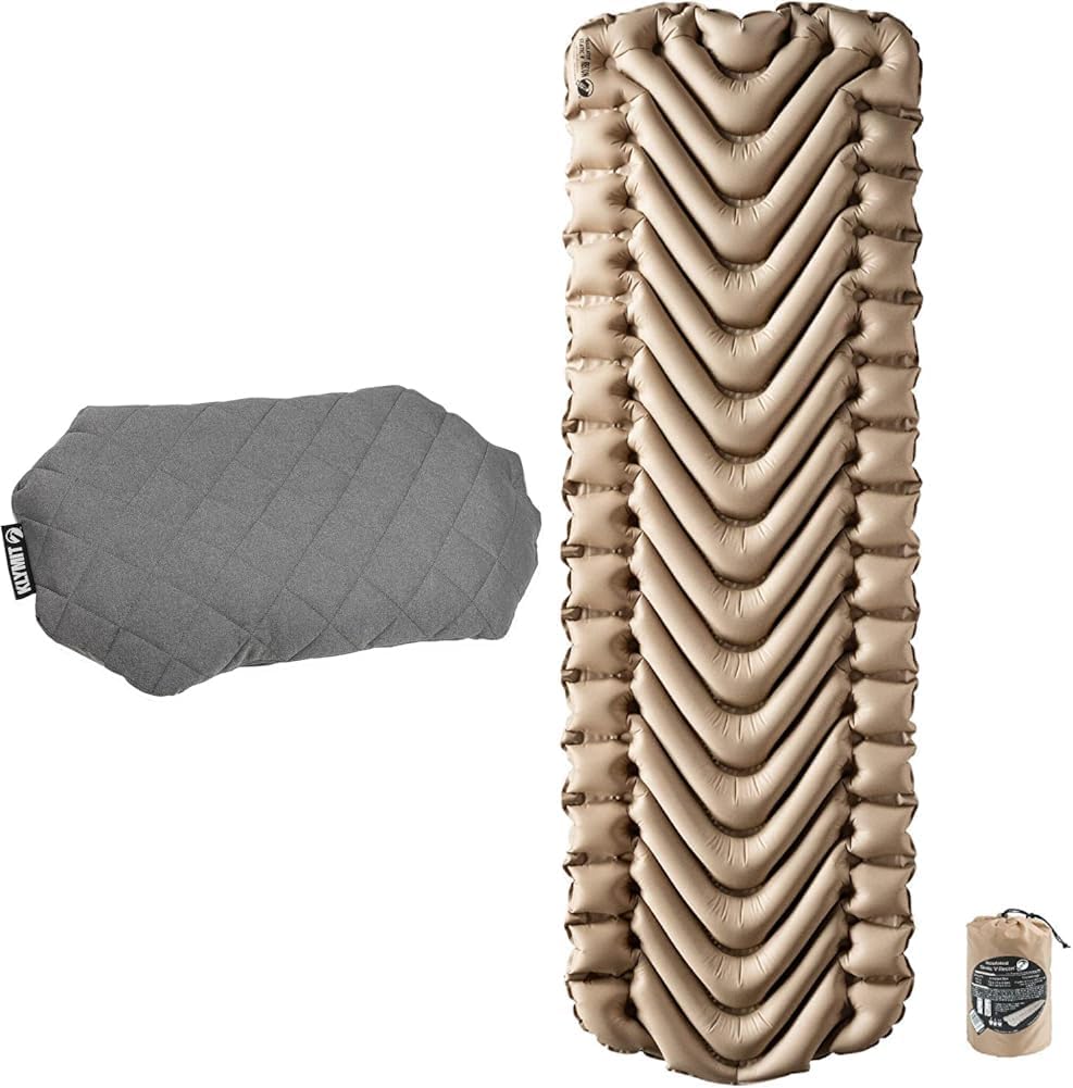 Klymit Luxe Travel Pillow, Lightweight Inflatable Hybrid Airplane, Backpacking, Hammock, and Camping Pillow, Grey