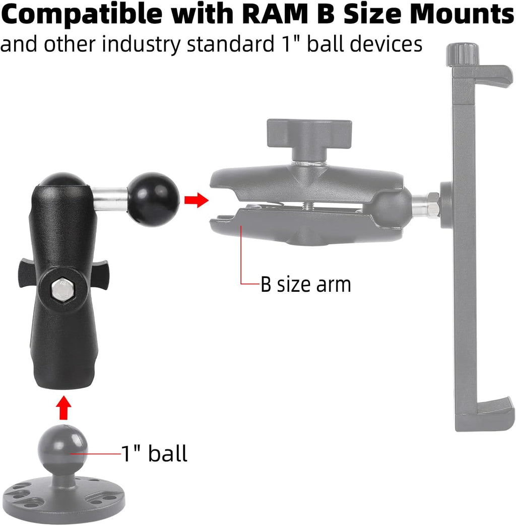 Double Socket Arm with 1" Double Ball Adapter Compatible with RAM B Size Mounts, 360° Rotation Extension Rod for Phone Holder, Tablet Mount, for Bike, Motorcycle, Truck (5.5" Middle Adapter)