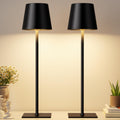 Kakanuo Black Cordless Rechargeable Table Lamp, 2 Pack Portable Desk Lamp with 5000mAh Battery, Touch Control Stepless Dimming, Wireless Night Light for Dining, Outdoor Camping, Coffee Shop