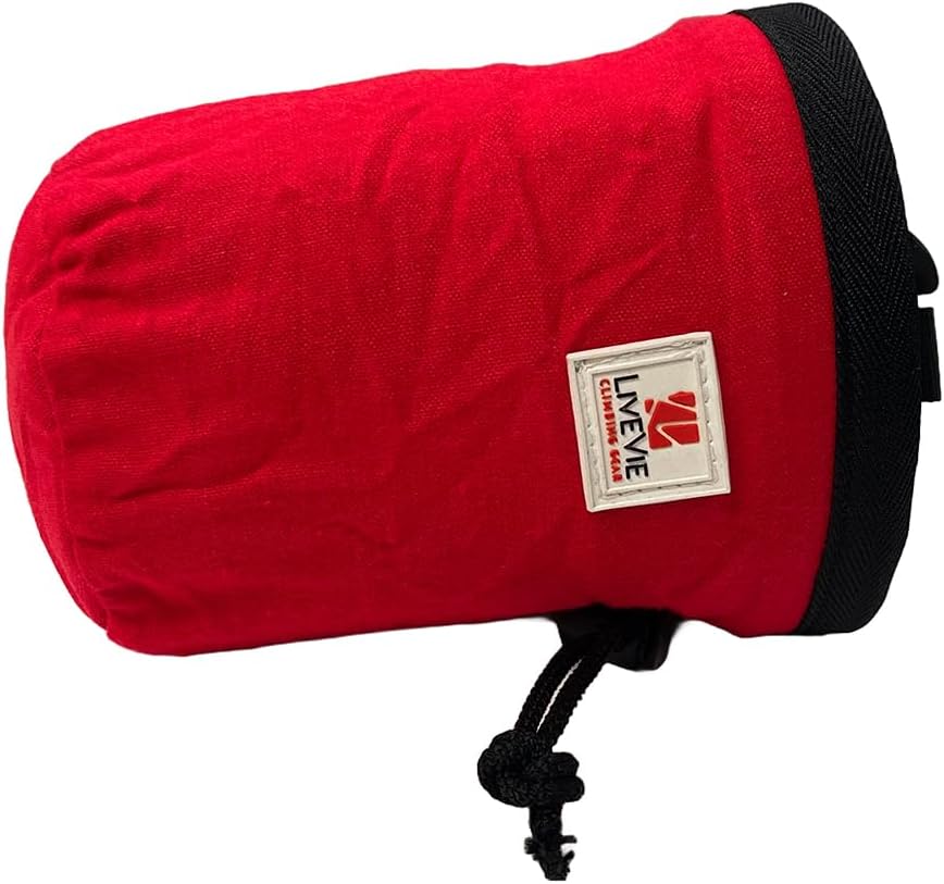 Ultralight Chalk Bag with Secure Cinch Closure and Durable Nylon Loop, Perfect for Rock Climbing, Bouldering, Crossfit, and Gymnastics, Red