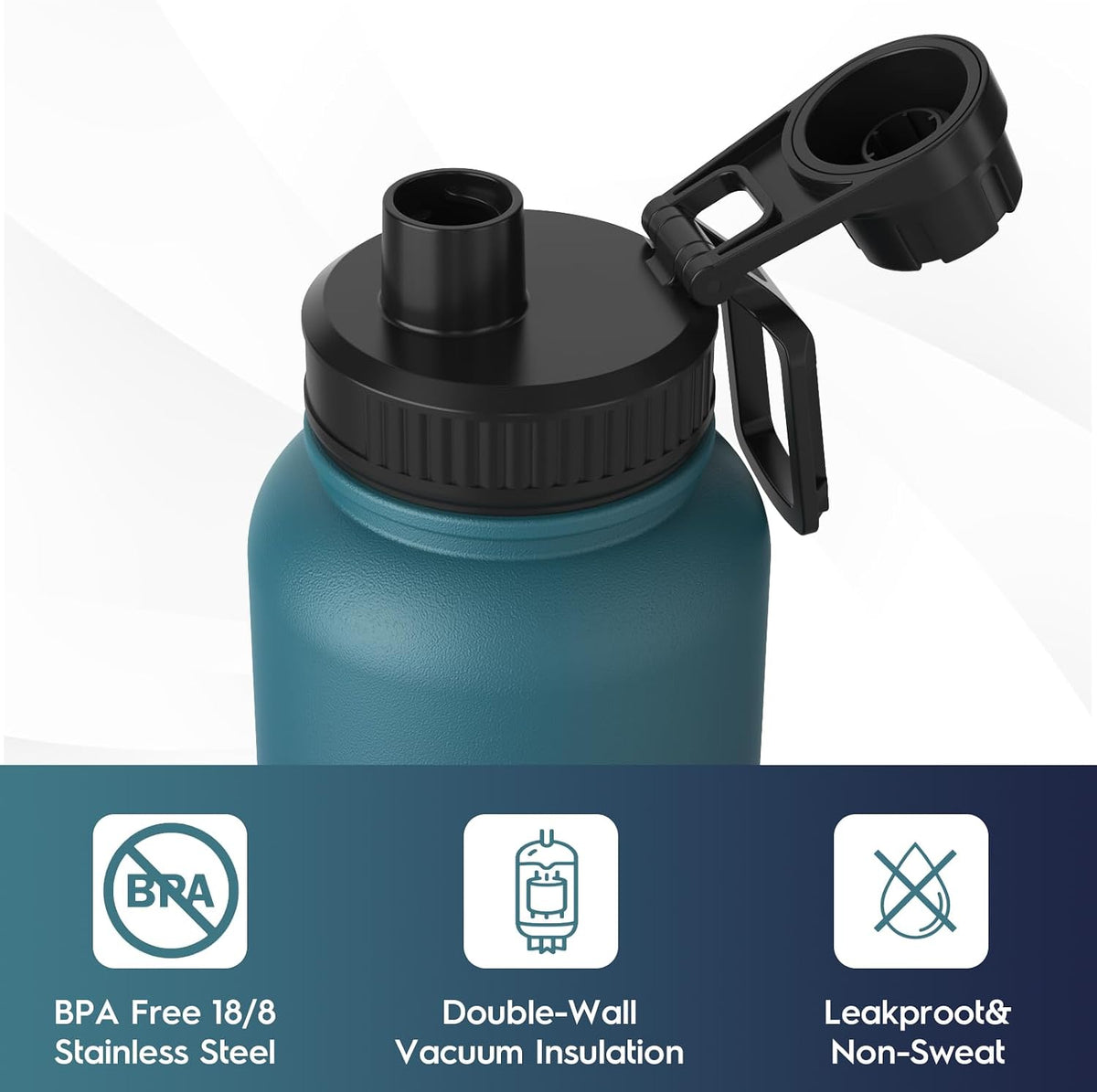 Navigate 32oz Insulated Water Bottle for Sports, Keep Cold 24H