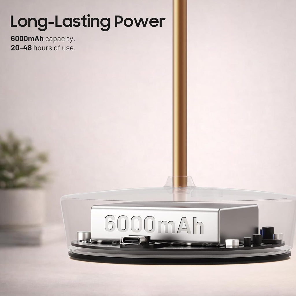 2 Pack Rechargeable Cordless Table Lamp, 6000mAh Battery Table Light