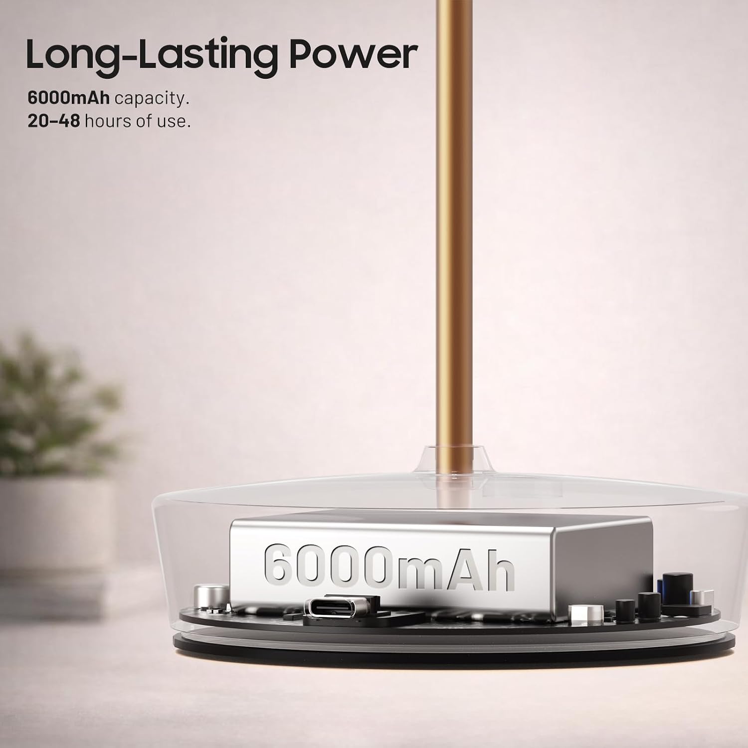2 Pack Rechargeable Cordless Table Lamp, 6000mAh Battery Table Light