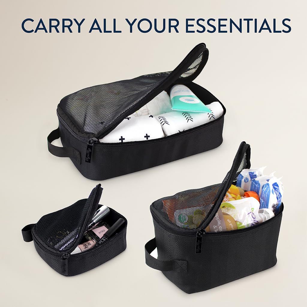 Itzy Ritzy Packing Cubes for Travel, Set of 3 Travel Organizers (Black)