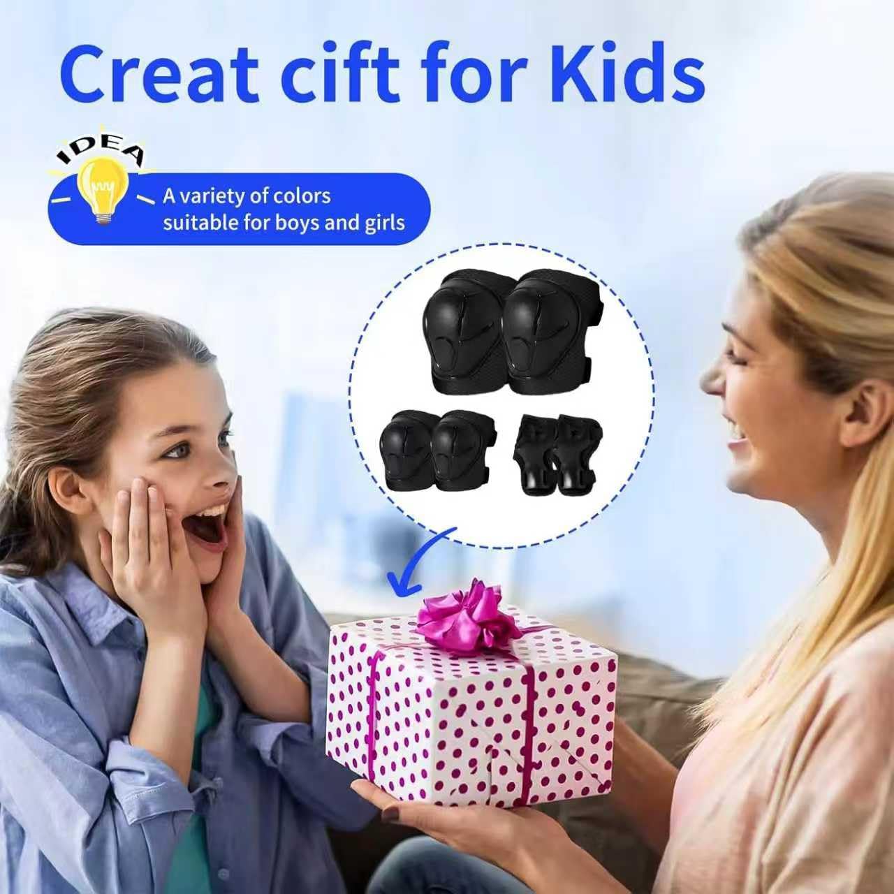 Gradient Color Kids Protective Gear Set Knee Pads for Kid 2-14 Years,W/ Adjustable Strap Kids/Youth Knee Pads Elbow Pads Wrist Guards Set for Inline Roller Skates,Cycling,BMX Bike,Skateboard,Scooter